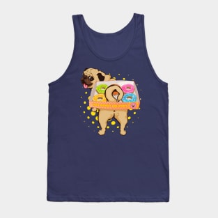 Pug Donut Delivery Cute Chonky Dog Hardworking | 5 donuts plus a tail Tank Top